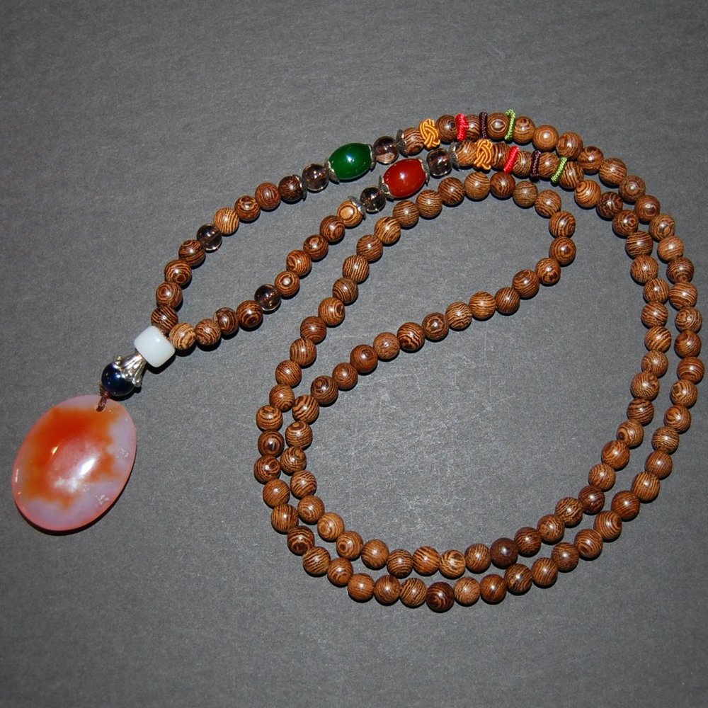 Yoga Nacklace,Wood Necklce,Yoga Wooden Necklace,Tibetan Necklace,Wood,Gemstone